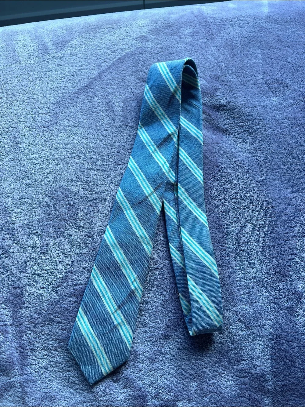 J. Crew Blue Striped Men's Tie with Light Blue Accents